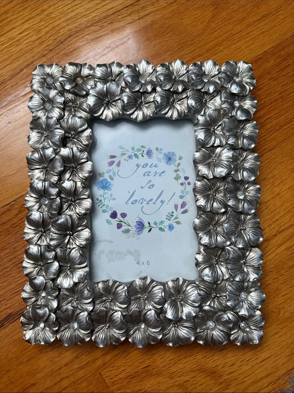 Silver Floral 4x6 Picture Frame - Home Accents